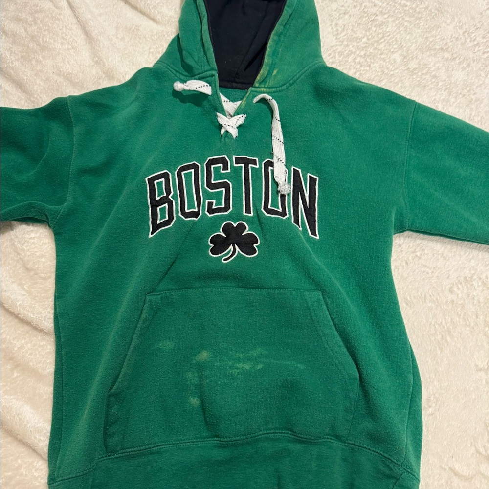 Boston Warehouse Green Hoodie with Black Accents